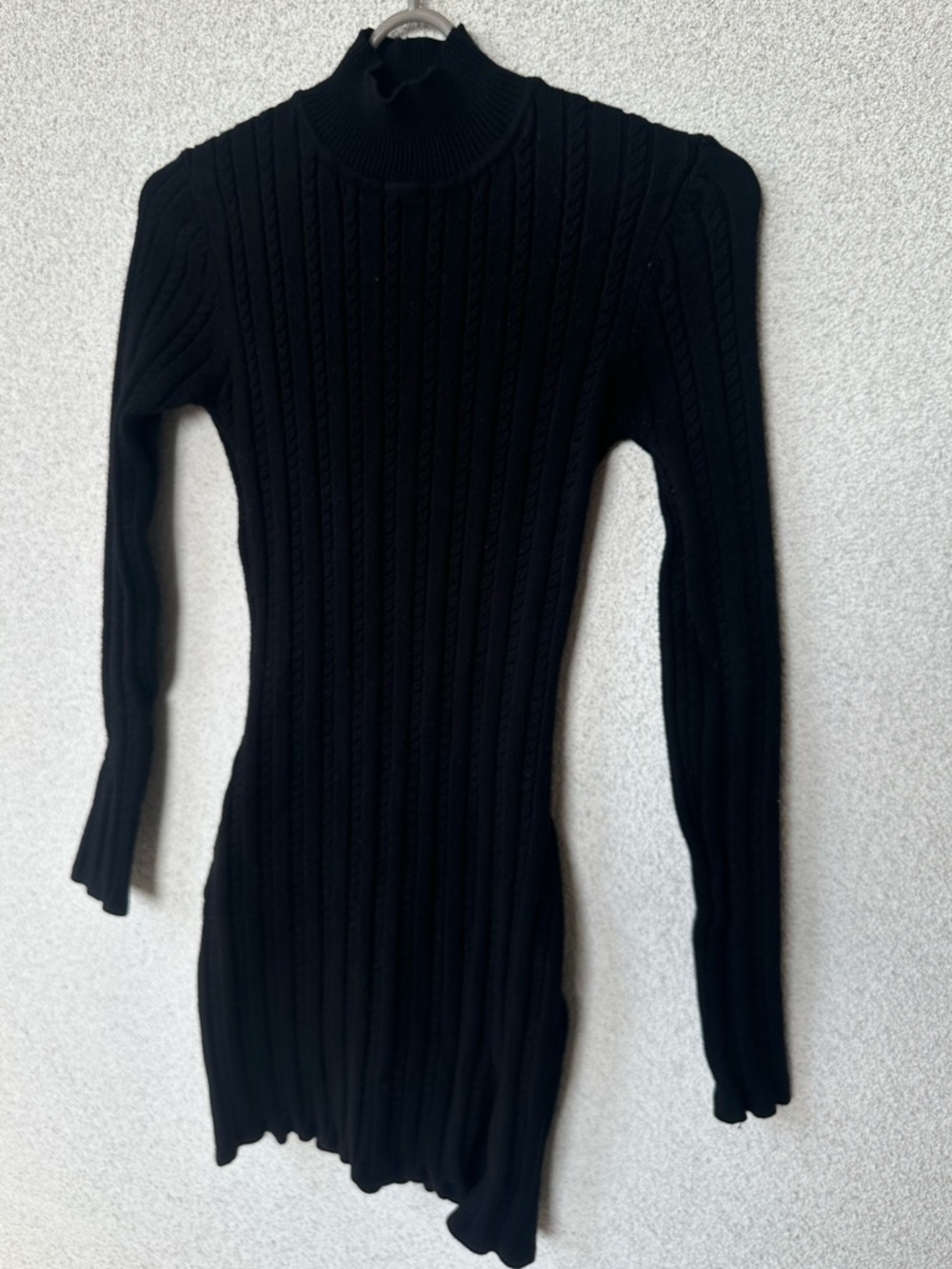 Aritzia Sunday Best Cable Knit Mini Dress Small Black Mock Neck Bodycon dress